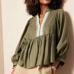 Banana Republic Embroidered Flowy Blouse